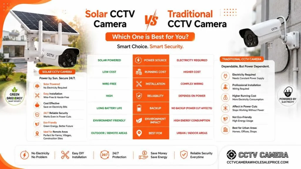 Solar CCTV Camera vs Traditional CCTV Camera